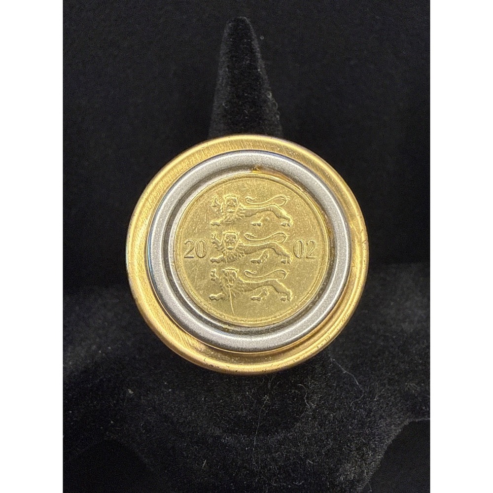 Estonian Kroon Ring Adjustable Three Lions 2002 Nordic Gold